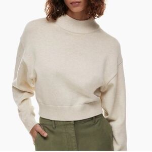 Aritzia Wilfred Free Harper Cropped Wool Sweater Mockneck Wool Sweater Sz M/L
